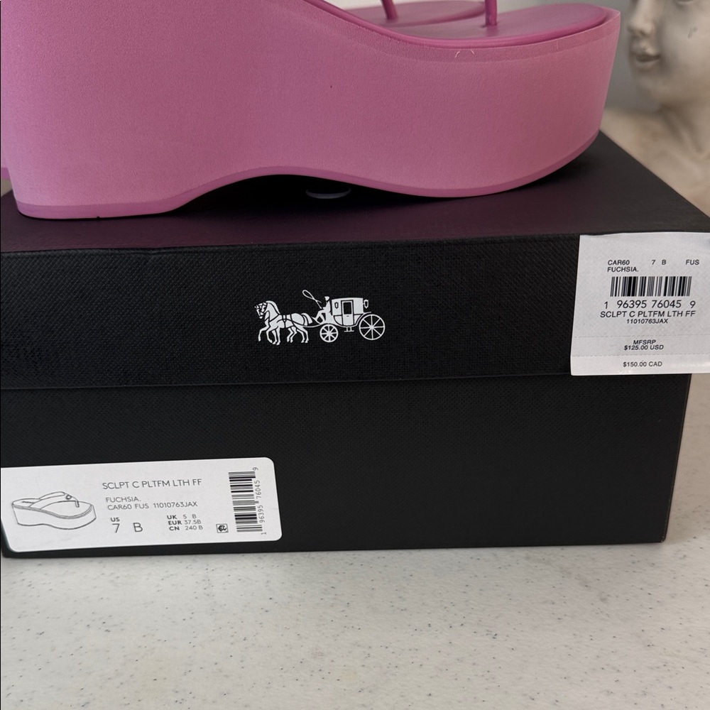 Coach Women's Sculpted C Platform Flip Flop Sandals Fuchsia Size 7 - Picture 13 of 14